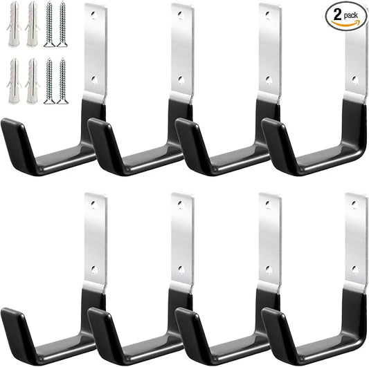 GeeWatom Heavy Duty Steel Garage Hooks,Garage Storage Utility Hooks,Anti-Slip Hanger, Tool Organizer,Steel Wall Mount Organizer, Garden Hose Hanger (Small-8PC)