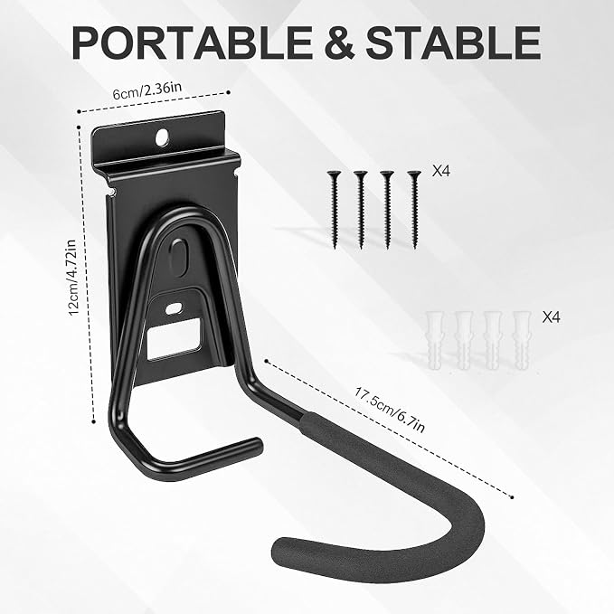 Slatwall Bike Hooks, Heavy Duty Bicycle Hangr with PVC Coating, Wall Mount Vertical Bicycle Storage Rack - 4 Pack