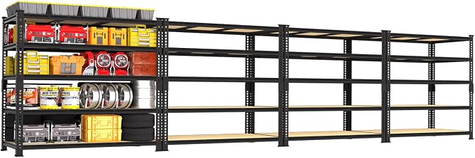 PrimeZone 3250 LBS Heavy Duty Garage Storage Shelves Adjustable Shelf, 4PCS | 48"W X 24"D X 72"H, 5-Tier Metal Shelving Unit, 10 Support Beams, Easy Assembly, Standing Utility Rack for Warehouse Basement