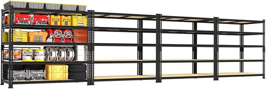 PrimeZone 3250 LBS Heavy Duty Garage Storage Shelves Adjustable Shelf, 4PCS | 48"W X 24"D X 72"H, 5-Tier Metal Shelving Unit, 10 Support Beams, Easy Assembly, Standing Utility Rack for Warehouse Basement