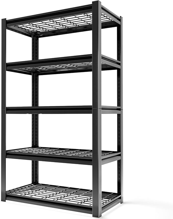 Heavy Duty Storage Shelving Unit (72" H x 35" W x 16" D) | Adjustable 5-Tier Metal Rack, Standing Utility Shelves, Garage, Basement, Pantry, Kitchen, Warehouse, 3000 lbs Capacity