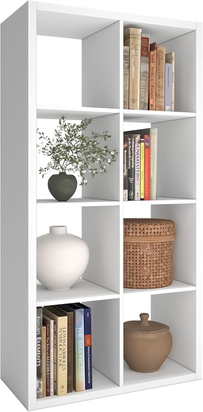 8 Cube Storage Organizer Shelf, White, 11 inch | 2026 Wooden Thick Frame, Anti-Tipping Kits, Reversible Open Back Bookcase, Horizontal and Vertical Dual-use