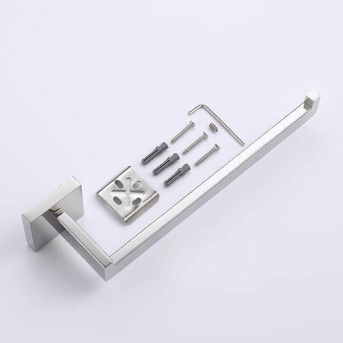 TASTOS Premium Stainless Steel Hand Towel Holder, Square Hand Towel Ring Heavy Duty Wall Mounted Modern Hand Towel Bar for Bathroom Kitchen, Polished Chrome