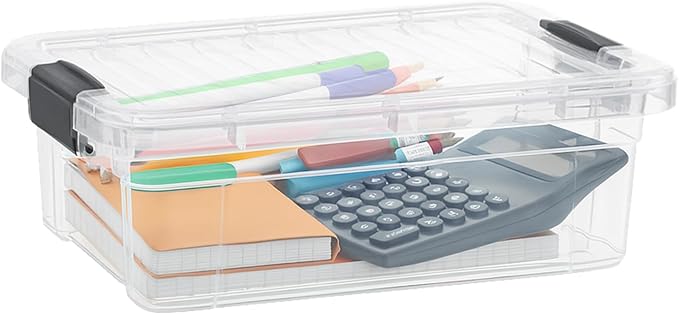 Superio 2.3 Qt Clear Plastic Storage Bin with Lid, Non-Toxic, BPA Free, Odor Free, Organizer Storage Box, Stackable Plastic Tote for Home, Garage, School, and Office, Small