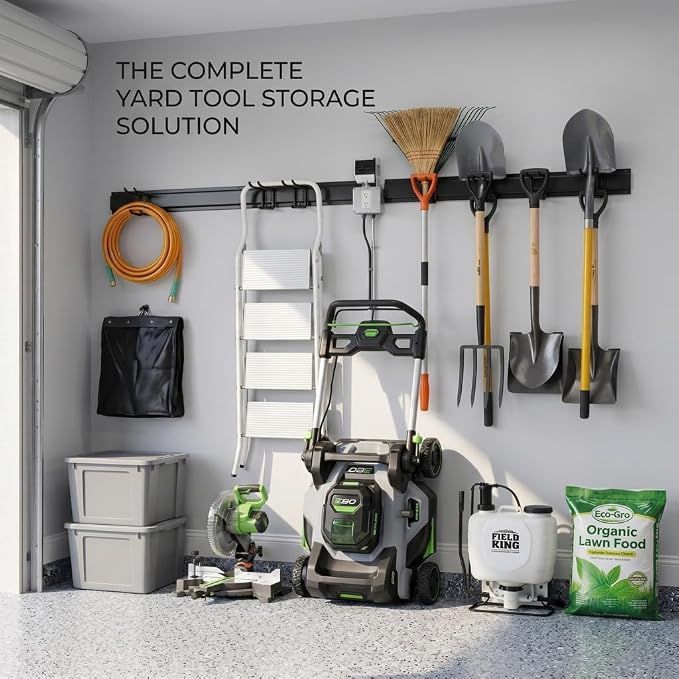 Aking Ace Garage Tool Organizer Wall Mount, 48-Inch Heavy Duty Garden Tool Rack for Shed, Holds 350lbs, Adjustable Storage Hanger for Shovel, Rake, and Power Tools