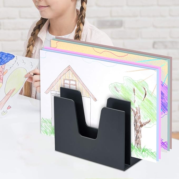 Acrimet 5 Section Incline File Sorter Organizer, Desktop Mail Holder, Black | Durable Plastic, Space-saving Design, Easy Document Access, Ideal for Office, Home and School Use