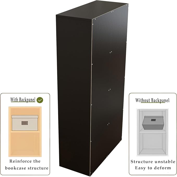 OSCHF 8-Cube Storage Shelf Bookcase, Black | Wooden 4-Tier Open Bookshelf, Fits 11×11" Bins, Vertical or Horizontal Use, Full Back Panels, For Home Office