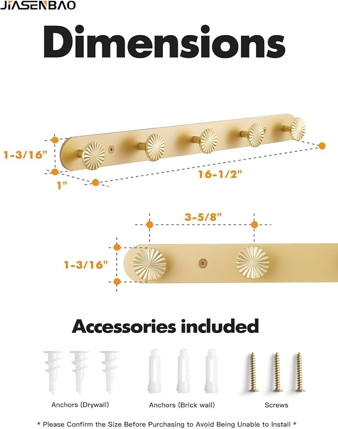 1 Pack Coat Rack Wall Mounted Gold Brass Towel Hooks for Bathrooms Wall Hooks for Hanging Robe Coat Hooks Kitchen Decorative Heavy Duty Zinc Alloy