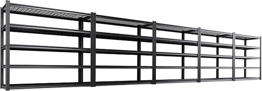 Set of 5 Heavy Duty Garage Shelving 5T Storage Shelves, Adjustable Metal Shelving Unit, Utility Garage Organizer Shelf for Basement, Pantry, Warehouse, Supermarket, 59" W x 19.7" D x 72" H