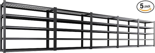 5-Pack Heavy Duty Garage Shelving for Large Storage & Whole Garage Organization, 72"H x 59"W x 20"D Adjustable 5-Tier All Metal Wire Shelf for Tools,Storage Bins,Bulk Items,Warehouse&Workshop