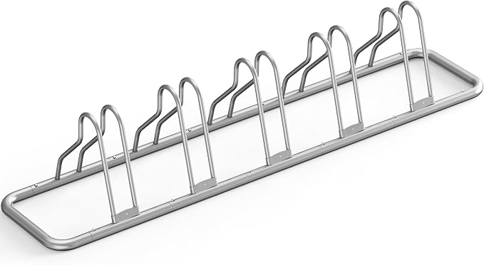 Simple Houseware 5-Bike Adjustable Floor Storage Rack for Garage, Silver | Bicycle Parking Stand Organizer for Road and Kids Bikes