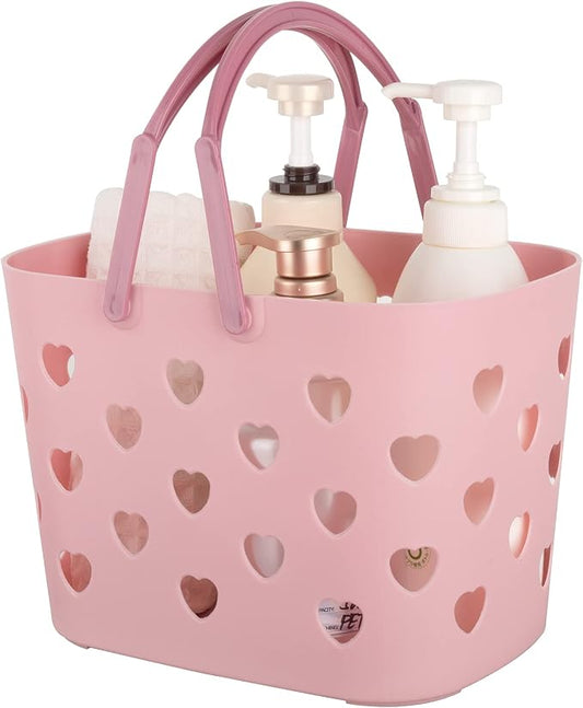 Portable Shower Caddy with handle Plastic Shower Basket Organizer, Pink | Bathroom Caddy Storage Tote Cleaning Supply Caddy for College Dorm, Kitchen, Pantry, Garage