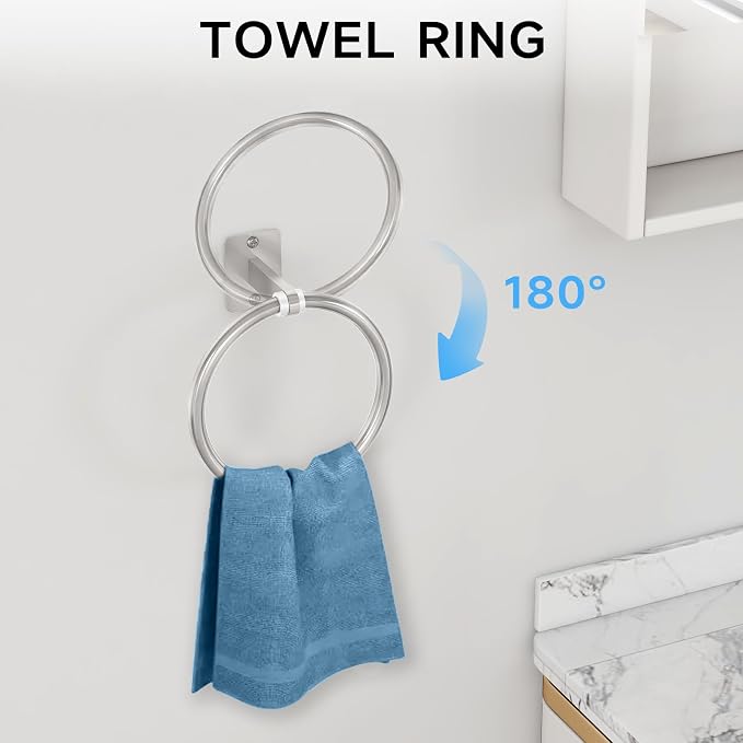 KLJKPA 20-Piece Brushed Nickel Bathroom Hardware Set, 24 inch Towel Bar | Towel Racks for Bathroom Accessories Set, Robe Towel Hooks, Toilet Paper Holder Wall Mounted