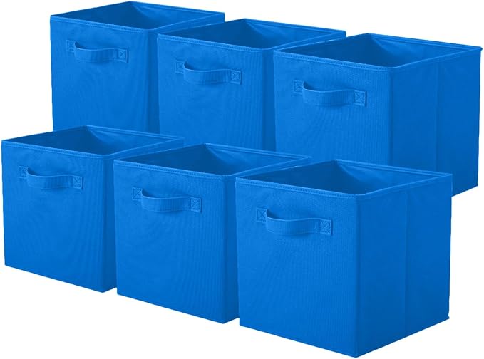 ShellKingdom Storage Bins, Foldable Fabric Storage Cubes And Cloth Storage | Storage Organizer For Closet And Toys, 10.5x10.5x11 INCH, 6 Pack (Royal Blue)