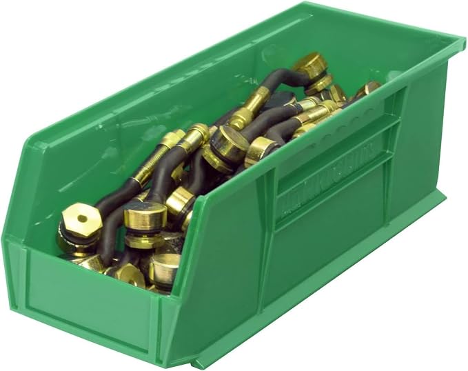 Akro-Mils 30234 AkroBins Plastic Storage Bins, 15"x5"x5", Green, 12-Pack | Space-Saving Stackable Bins for Garage, Pantry, Craft Organization