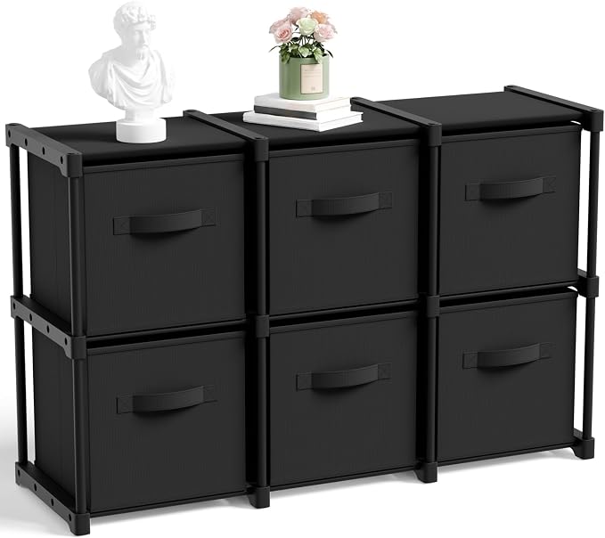 Briwooody 6 Cube Storage Organizer Storage Bins Shelf,Black