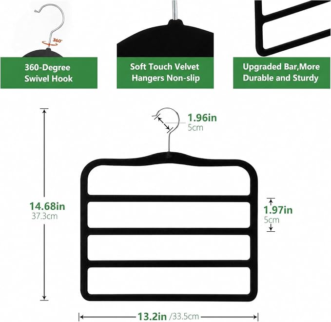 Closet Organizers and Storage,Pants Hangers Space Saving,Al Alloy Hangers for Organization and Storage,Dorm Room Essentials for Guys,Home Organization Scarf Jeans Hangers-2 Pack