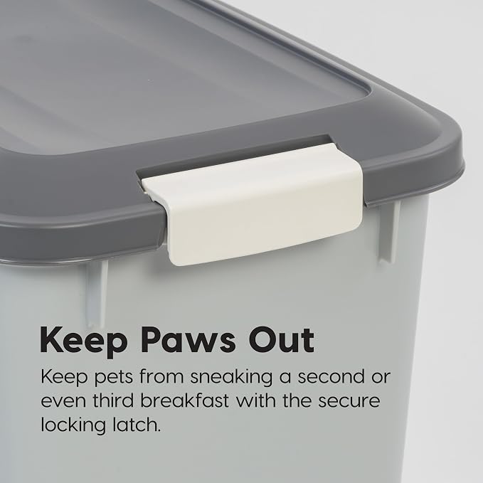 IRIS USA Dog Food Storage Container 54 lbs, 2-Pack with Wheels, Airtight Lid, 2-Cup Scoop, Double Pet Food Storage, Built in Scoop Storage in Lid, Versatile Pet Food Bin, Portable, Gray/Dark Gray