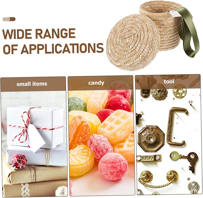 Zerodeko 1Set Hand Woven Round Braided Storage Basket Vintage Rustic Decorative Basket for Living Room Multi Functional Woven Box for Organizing Cosmetics Books and More