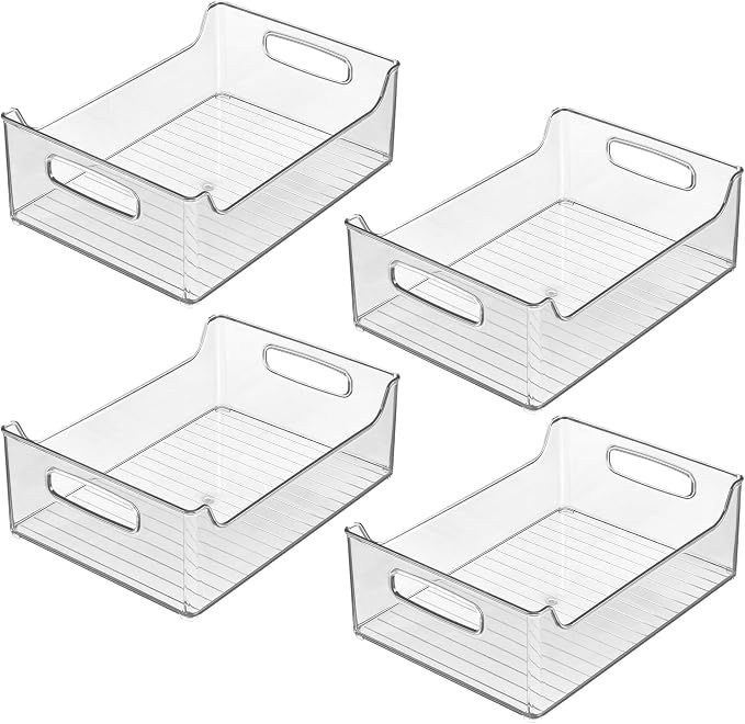 iDesign Stackable Clear Plastic Storage Bin, 4-Pack | Kitchen Organizers, For Fridge, For Cabinet, For Pantry