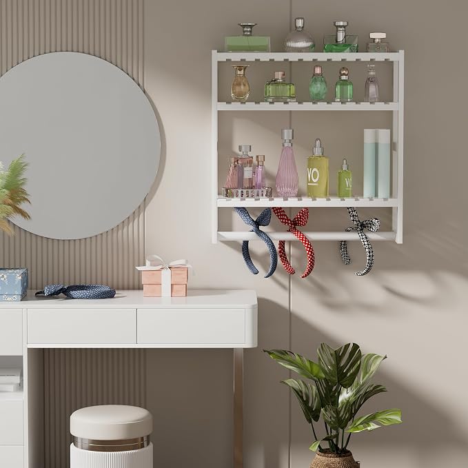 Towel Rack Bathroom Storage Shelves Over The Toilet with Towel Bar 100% Bamboo Adjustable Height Floating Shelf Wall Shower Shelf for Small Space Bathroom Kitchen Multi Usage White New 2Pack