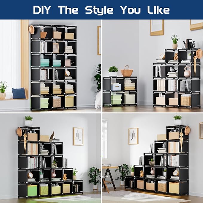 Mavivegue Book Shelf, 18 Cube Storage Organizer, DIY Bookcase, Metal Cube Bookshelf, Cubbies Closet Storage Organizer Shelves for Bedroom,Living Room,Home,Office