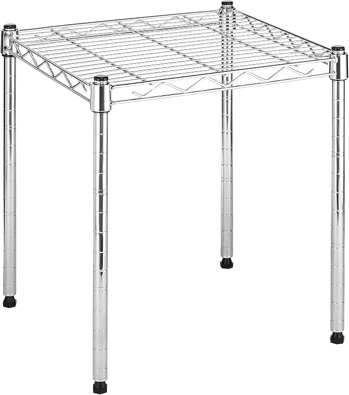 Whitmor 1 Tier Supreme Stacking Shelving Unit, Wire Metal Home Storage Organizer, 15" L x 14" W x 15" H, Chrome