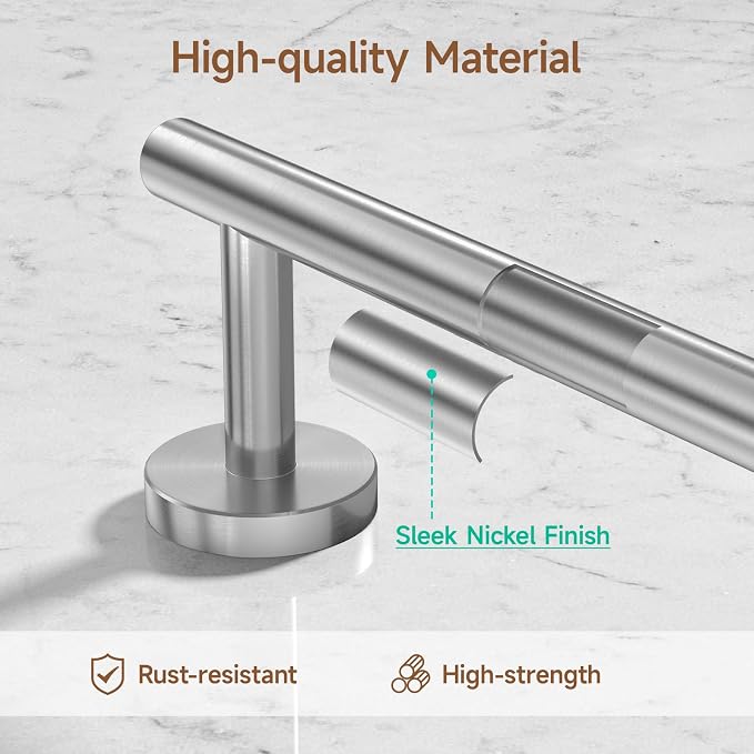 USHOWER 4PCS Brushed Nickel Bathroom Accessories Set, 18-Inch Towel Bar Set | Durable SUS304 Stainless Steel Bathroom Hardware Set, Towel Racks for Bathroom Wall Mounted, Modern Home Decor