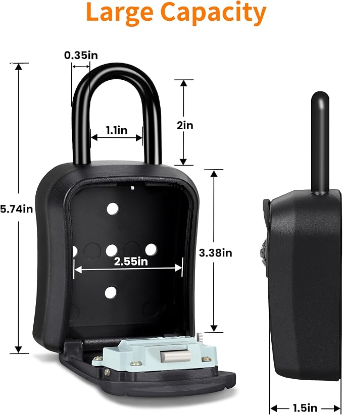 Portable Key Lock Box,Key Holder Safe Security Lock Box for Indoor, Outdoor, Garage, Garden, Store (4 Pack, Black)