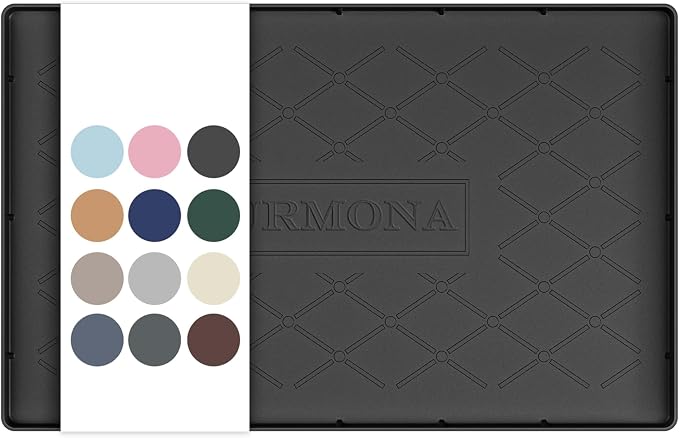 URMONA 19" x 12" Waterproof Silicone Mat in Multiple Sizes & Colors, Under Sink Mat for Kitchen & Bathroom, Pet Food Pad for Dogs & Cats, Kitchen Cabinet Liner, Multi-Purpose for Storage(Black)
