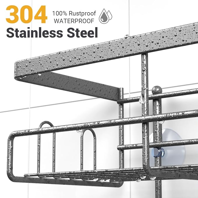 AKTECKE Shower Caddy Hanging Bathroom Organizer: Rustproof Shelf for Inside Shower - No Drilling Racks Over Showerhead - Bath Shelves for Shampoo Soap