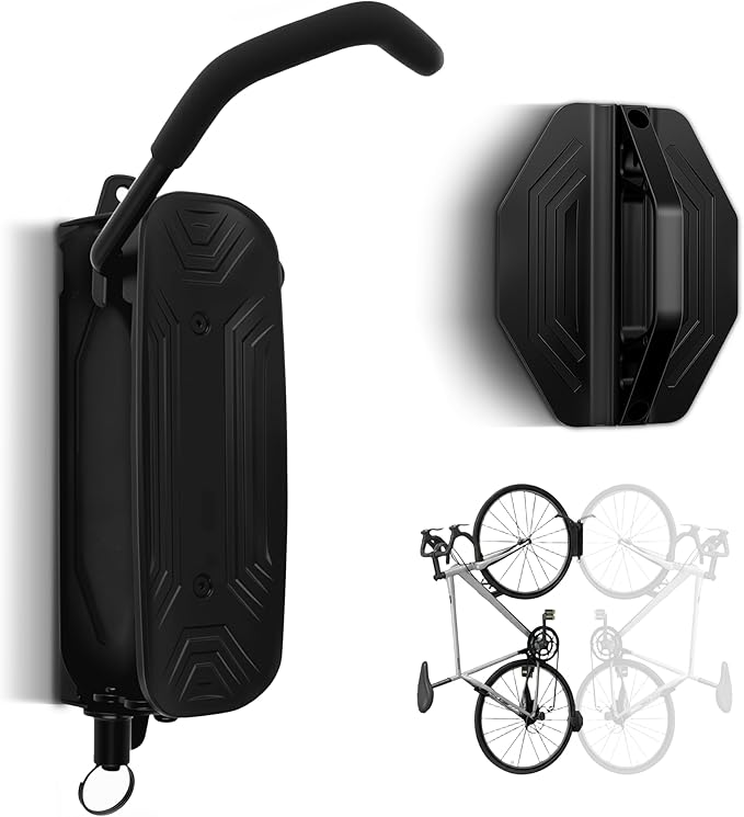 Bike Wall Mount, Heavy Duty Bicycle Hangers for Garage Storage | Space Saving Vertical Bike Rack Holds up to 66 lbs, Swivel Bike Hooks for MTB & Road Bikes, Easy Install