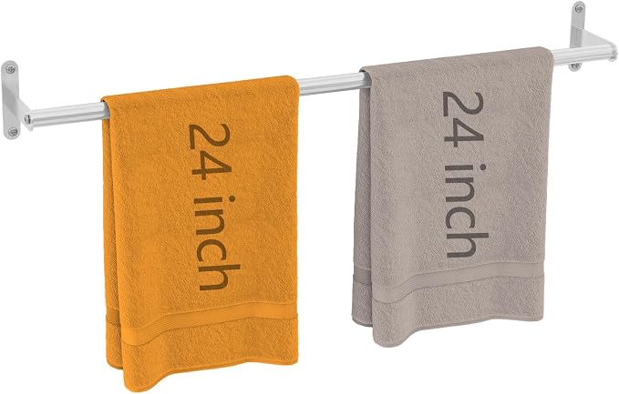 JUYSON Single Towel Bar for Bathroom, 24 Inch Towel Rack, Brushed Nickel | Wall Mounted, Stainless Steel, Rust Resistant, Space-Saving Design, Easy Installation