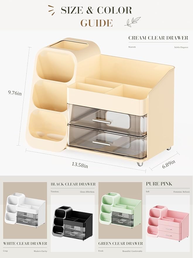 Large Makeup Organizer Countertop Skincare Organizers, Spacious Cosmetic Display Case for Vanity Organizers Storage, Waterproof Make Up Organizer for Bathroom, Birthday Gifts for Women, Cream