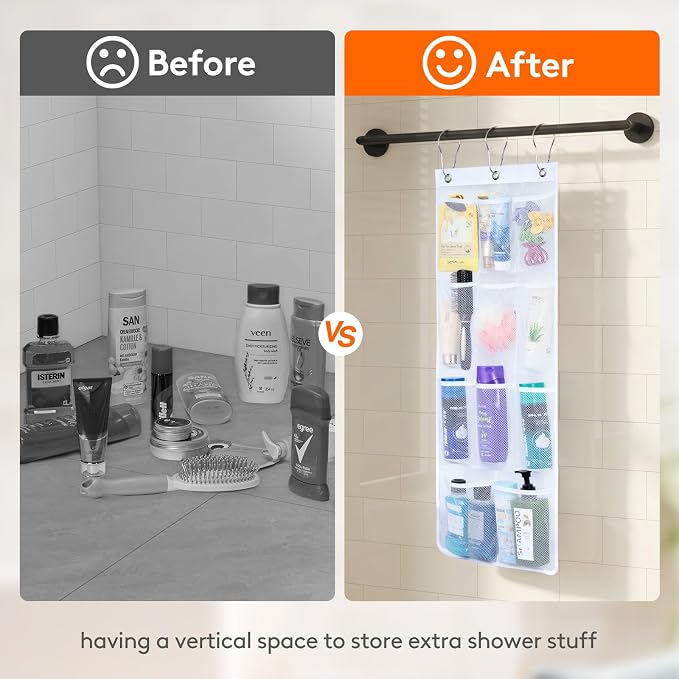 Lifewit Mesh Shower Caddy, 11 Pockets Hanging Shower Organizer with Quick Drying Mesh, Portable Space Saving Bathroom Organizer to Hold Soap, Shampoo and Cruise Ship Essentials, White, 2 Pack