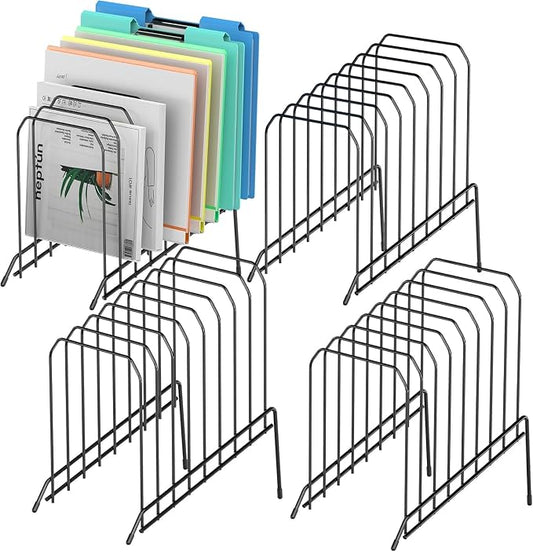 Incline Sorter Desk File Organizer, Metal Desk Magazine Folder Holder with 8-Section Vertical Compartments Rack File Organizer for Office, Home, School