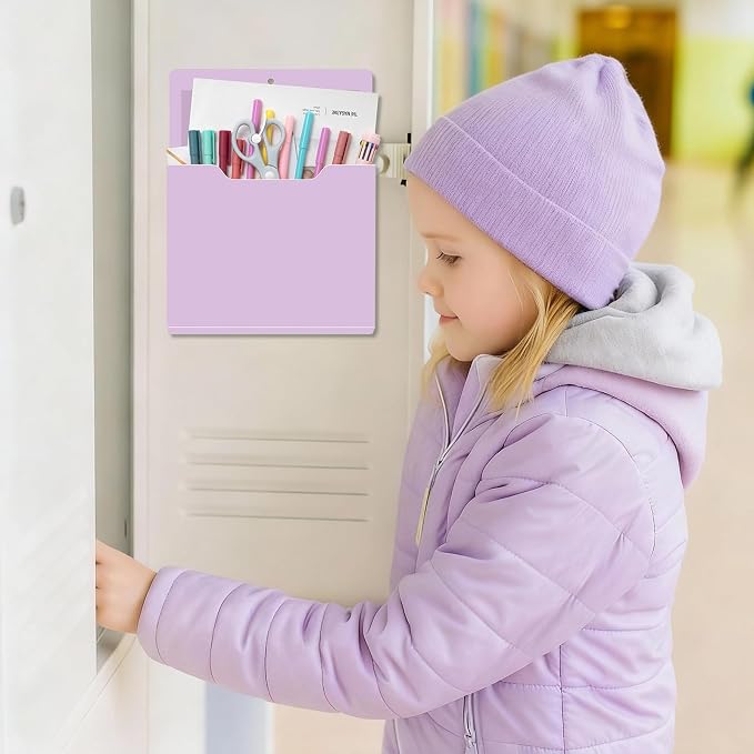 6 Pcs Magnetic Wall File Organizer Magnetic Wall File Holder Refrigerator Magazine Holder for Mail Letters Paper(Violet Color,Vertical-large)