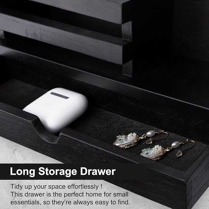 Key Holder Wall Mount, Mail Holder with Storage Drawer and 5 Key Hooks for Coat, Dog Leash, Home Decor Rack, House Accessories, Entry Way Organizer