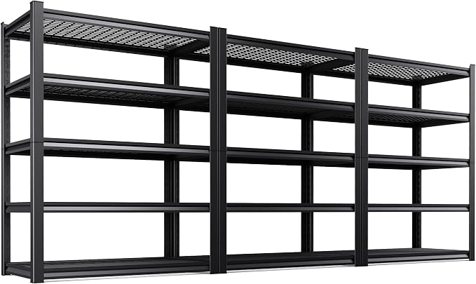 Set of 3 71"H Garage Shelving - 2500LBS 5-Tier Storage Shelves, Adjustable Heavy Duty Metal Shelving Unit and Storage Large Wire Rack, Utility Steel Shelf for Shop Warehouse Industrial 71"x35"x16"