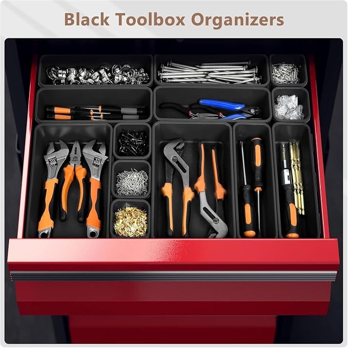 A-LuGei 【𝟲 𝗦𝗜𝗭𝗘】 Tool Box Organizer Tray Set Drawer Organizer Divider | 【Fits 100+ Tools】 Extra-Thick Plastic for Tool Chest Cart Desk Drawer Organizer Garage Organization Workbench Office Storage