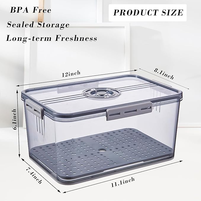 Bread Box Bread Boxes with Lid for Kitchen Counter, Airtight Loaf Bread Storage Container,Large Time Recording Bread Keeper for Homemade Bread, Toast, Bagel, Donut and Cookies ,Not dishwasher safe