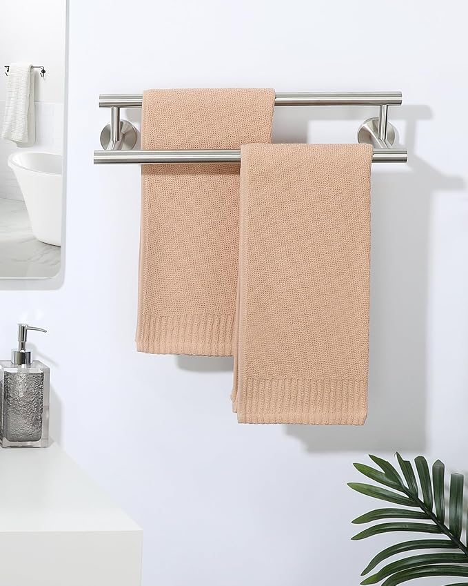 Alise Double Towel Bar,16" Towel Racks for Bathroom Wall Mounted,Nickel | Bathroom Towel Rack SUS304 Stainless Steel Bathroom Towel Holder Quick Drying Hand Towel Holder Towel Bar for Walls