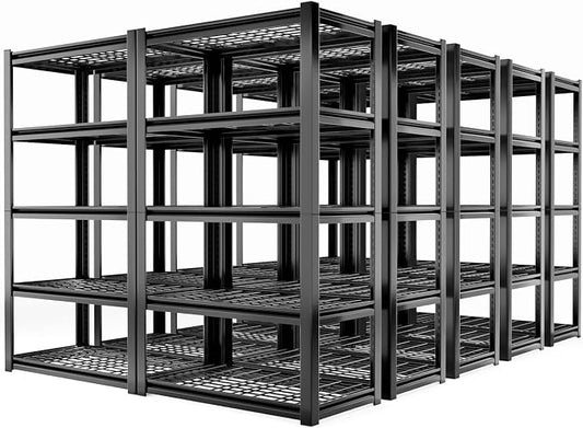 Heavy Duty Storage Shelving Unit (72" H x 35" W x 16" D) 10 Pack | Adjustable 5-Tier Metal Rack, Standing Utility Shelves, Garage, Basement, Pantry, Kitchen, Warehouse, 3000 lbs Capacity