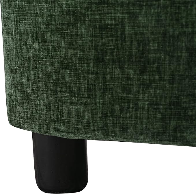 32.7" W Chenille Upholstered Half Crescent Moon Storage Bench Large Ottoman with Tray Serve As Side Table Soft Padded Seat Dressing Shoe Bench Foot Rest Green 32.7" L x 18.9" W x 17.3" H