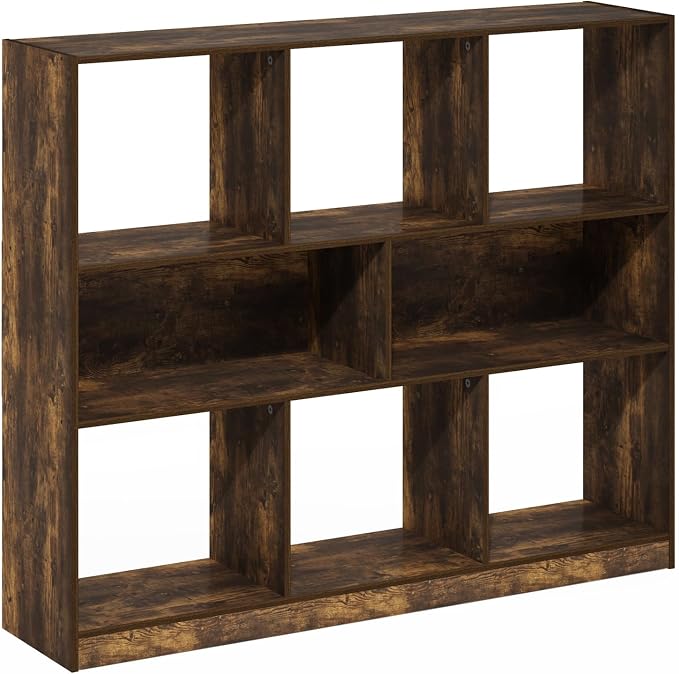 8-Cube Horizontal Cube Storage Organizer Bookshelf, Bookcase, Book Shelf, 10.9 x 47.2 x 39.4, for Bedroom, Home Office, Living Room, Amber Pine