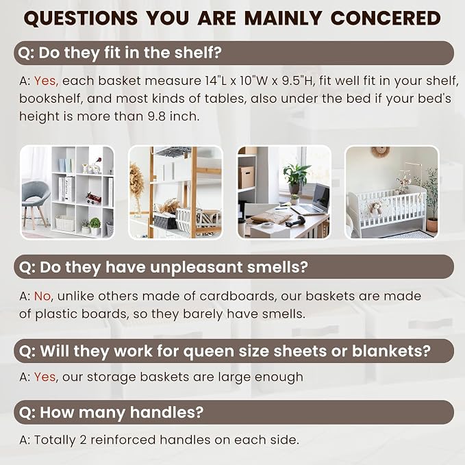 Criusia 6 Pack Closet Organizers and Storage Bins, Cute Dorm Room Essentials for Clothes Beddings Bags, Under Bed Storage Containers, Apartment Essentials Baskets for Organizing (14L*10W*9.5H)