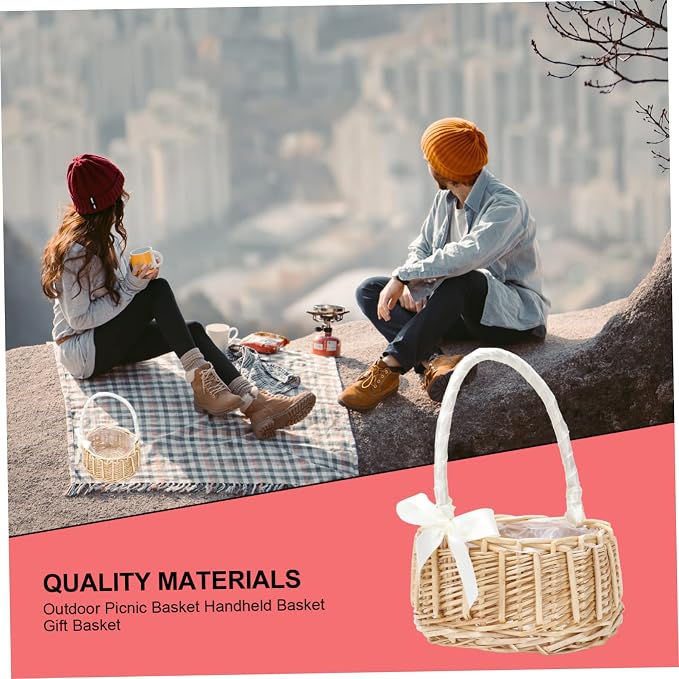 Hemobllo 1pc Hand-woven Decorative Storage Basket for Home Organization Natural Floral Basket for Weddings and Portable and Stylish Large