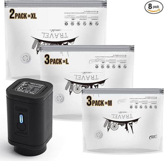 TAILI Vacuum Storage Bags with Rechargeable Cordless Pump, 8 Combo(3M+3L+2XL)