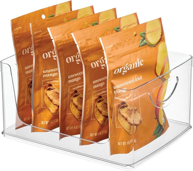 iDesign Stackable Open-Front Storage Bin with Handles, Clear | For Kitchen, Made in USA