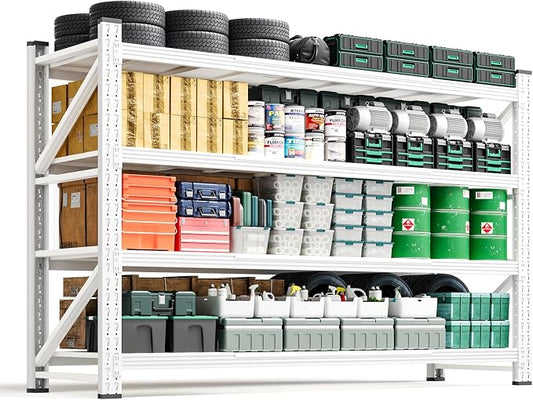 Letaya 71.3" W Metal Storage Shelves,5000LBS Heavy Duty Garage Shelving Units, 4 Tier Adjustable Utility Rack Shelf,Large Industrial Shelves,for Shop,Warehouse,Basement (71.3" W x 24" D x 70" H)